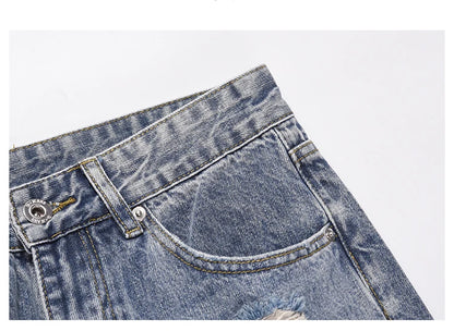 destroyed ripped jeans straight jean pants men biker jeans fashion zipper streetwear trousers hip hop pants joggers baggy jeans unique joggers style 2170