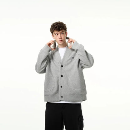 American V-neck Mens Cardigan Spring New Embroidered Casual Loose Couple Knitted Coats Single Breasted Solid Sweater Jackets Street King Limited