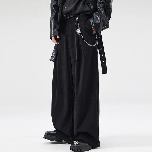 wide leg casual suit pants men japanese korean streetwear fashion loose cleanfit suit baggy pants cityboy long trousers clean everyday pants