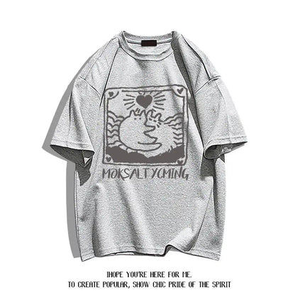 Summer fashion brand pure cotton fashion creative casual fun cat print student party men's and women's short-sleeved T-shirt ins Street King Limited