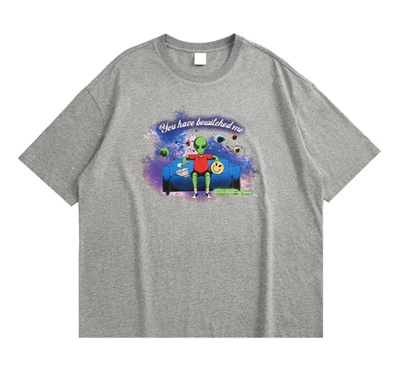 Rainbowtouches T Shirt 2022 Vintage Unisex High Street Alien Graphic Oversize Mens T Shirts Street Fashion Hip Hop Cotton Shirts Street King Limited