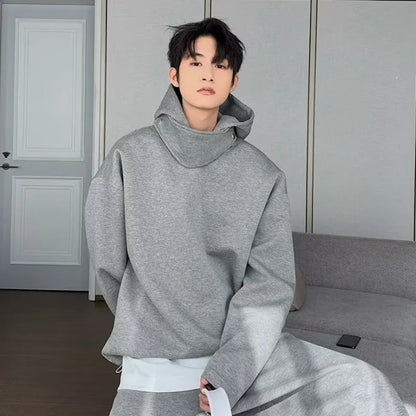 Solid Color Hoodies Men Women Japanese Loose Pullovers Sweatshirt Harajuku Detachable Neck Hoodie Autumn Spring Casual Overcoats Street King Limited