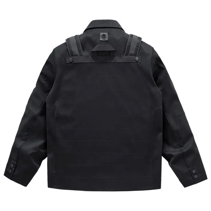 2024 new in workwear suit with multiple pockets jacket korean version motorcycle medium length jackets for men streetwear relaxed fit trousers