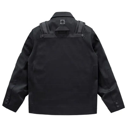 2024 new in workwear suit with multiple pockets jacket korean version motorcycle medium length jackets for men streetwear relaxed fit trousers