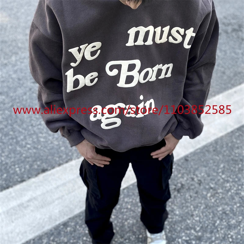 Autumn Winter New 2024 Vintage American Long sleeved Hoodie Men's Heavyweight Letter Embroidered Print High Street Tops Oversize Street King Limited
