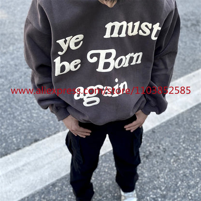Autumn Winter New 2024 Vintage American Long sleeved Hoodie Men's Heavyweight Letter Embroidered Print High Street Tops Oversize Street King Limited
