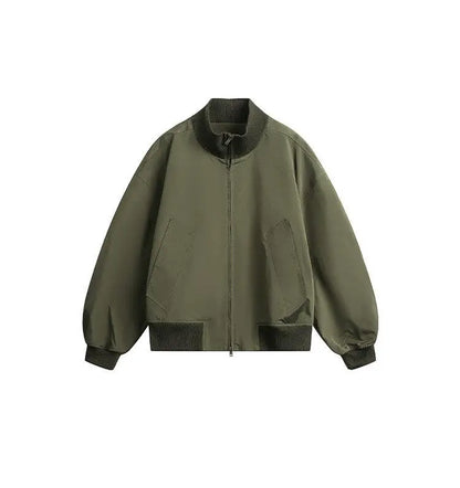 short design stand collar bomber jacket men korean streetwear fashion loose casual vintage bomber jacket coat cityboy outerwear unique shorts style 547