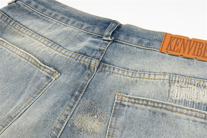 mens fashion ripped jeans blue straight baggy jeans trousers luxury loose casual distressed denim pants male 1 unique jeans style 4457