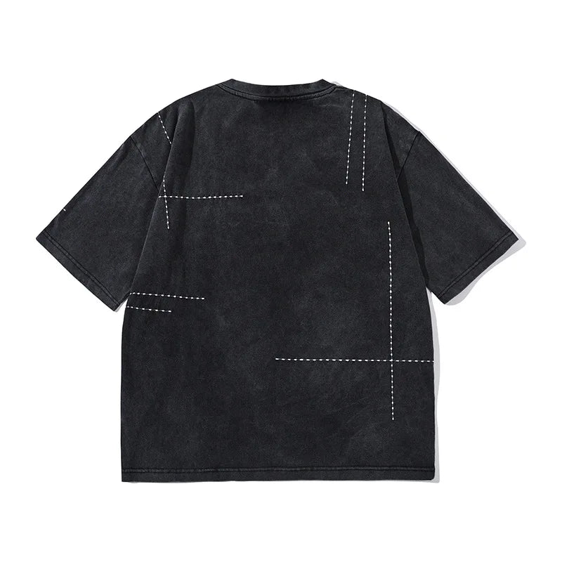 2024 Hip Hop T-Shirt Black Blue Streetwear Water Droplet Embroidery T-shirts Casual Cotton Unisex Tshirt Men Tops Tees Hipster Street King Limited