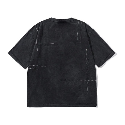 2024 Hip Hop T-Shirt Black Blue Streetwear Water Droplet Embroidery T-shirts Casual Cotton Unisex Tshirt Men Tops Tees Hipster Street King Limited