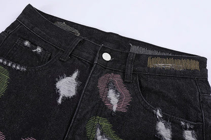 harajuku destroy ripped holes denim jeans mens zipper jeans hip hop fashion streetwear new casual straight joggers jean pants unique joggers style 2596