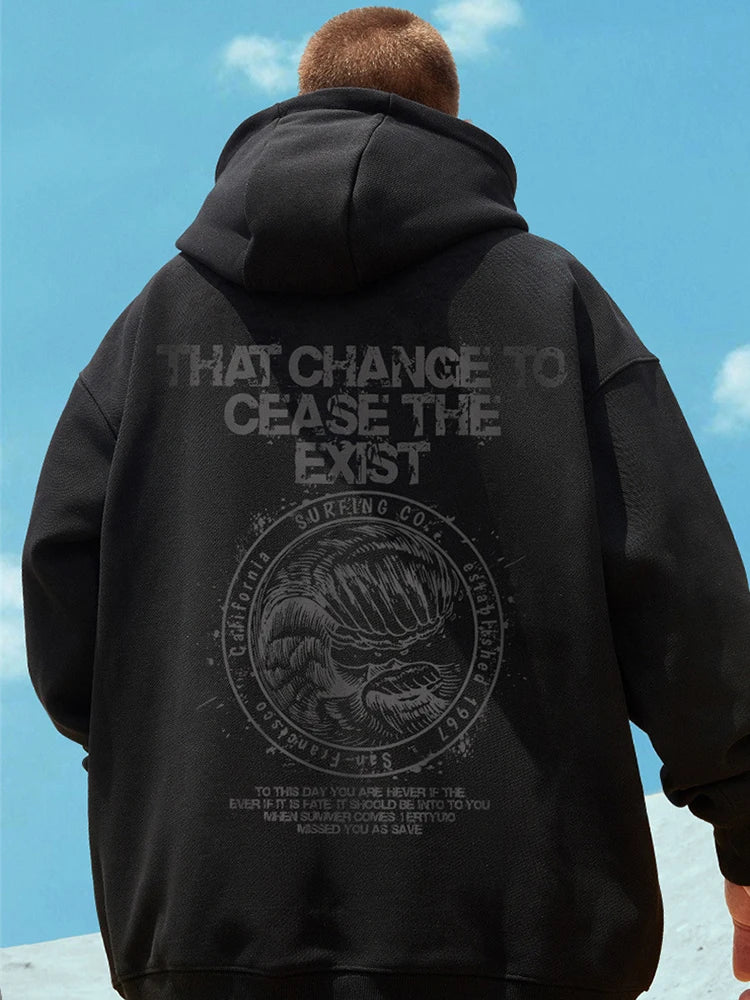 Wave Graphics Letter Print Loose Casual Fleece Hoodies For Men Autumn Retro High Street Oversized Hooded Sweatshirts Y2K Clothes Street King Limited