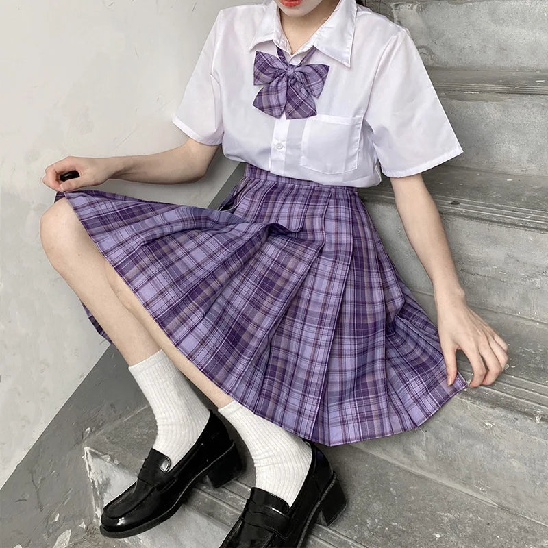 Jk Uniforms Gyaru School Uniform for Girl Student Pleated Skirt Uniform Set Women Short Sleeve Bow Tie Seifuku Japanese Style Street King Limited
