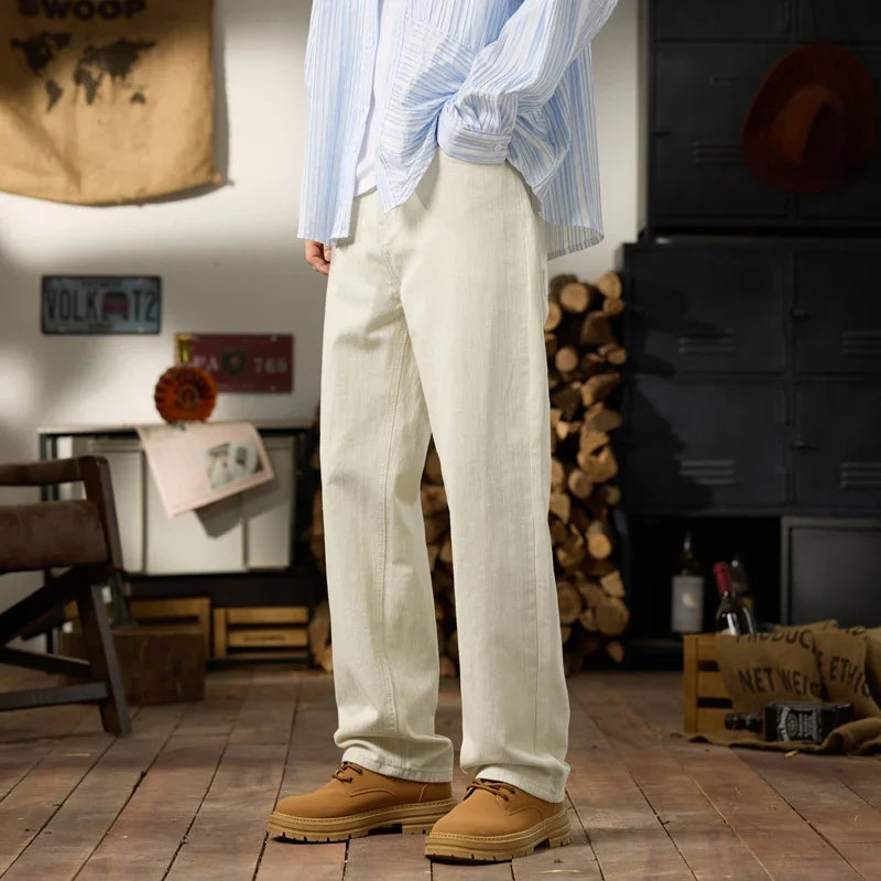 men classic fashion vintage casual loose plus size 28 42 straight white soft denim jeans pant cityboy jeans long trousers man unique jeans style 2009