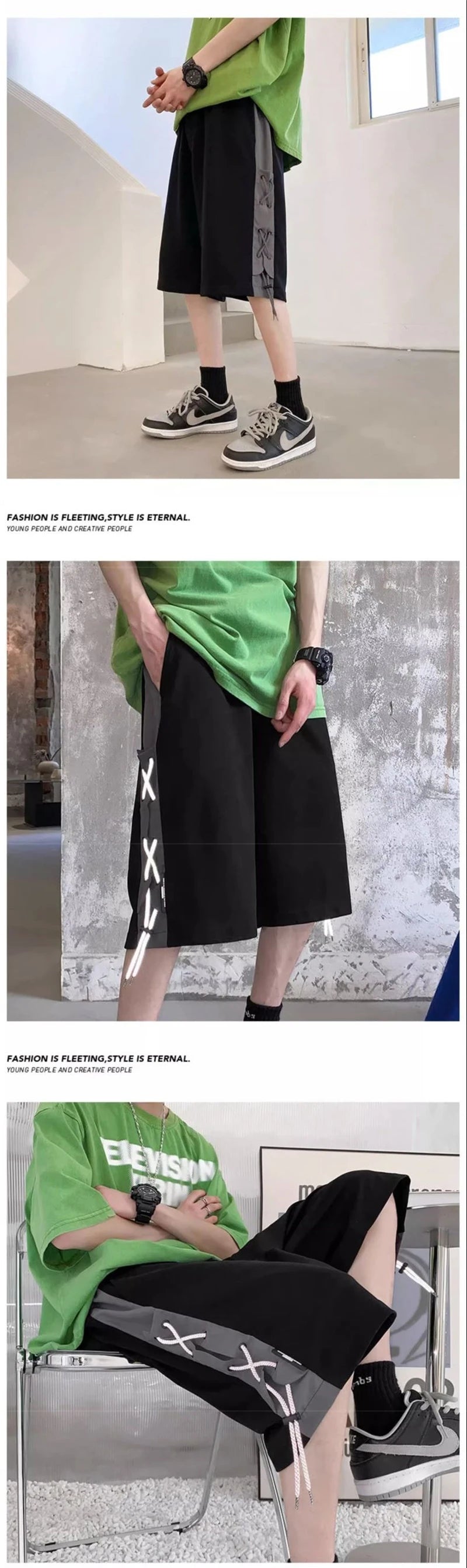 mens stitching rope athletic shorts drawstring breathable patchwork short pants summer outdoor streetwear y2k bermudas hombre unique shorts style 3229