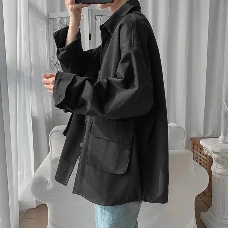 Spring and Autumn Harajuku style jacket men's new loose jacket Korean version of the trendy brand fried street handsome casual Street King Limited