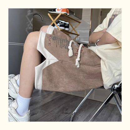 high street hip hop men and women summer personalized capris american trendy letter printing loose sports casual shorts y2k unique shorts style 4597