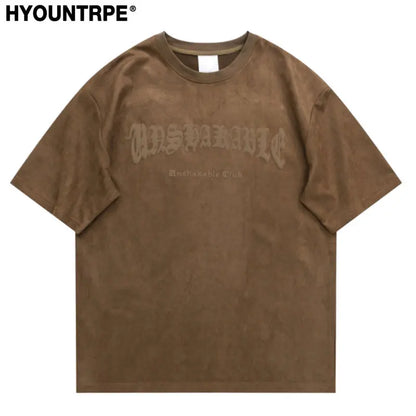 Men Oversized T Shirt Skull Skeleton Printed  Harajuku Streetwear Tshirts Fashion Casual Loose Suede Hip Hop Y2K T-shirt Tops Street King Limited