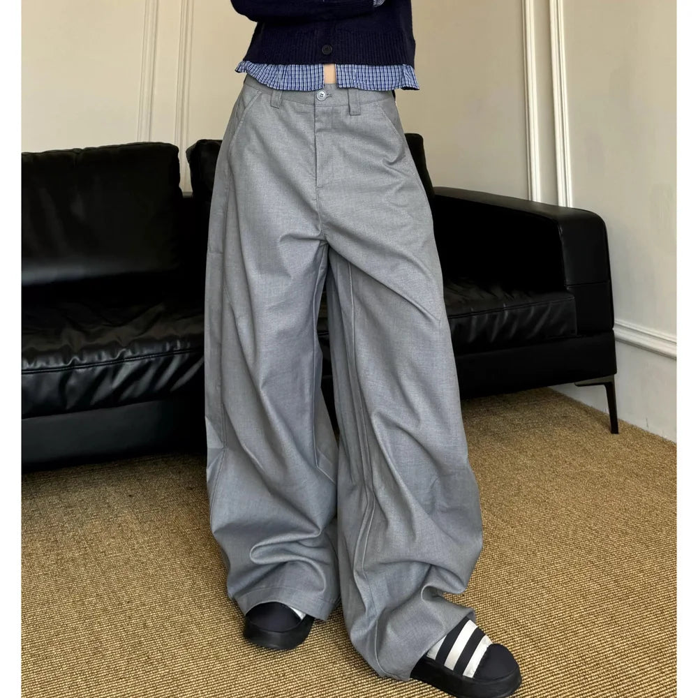 men women american streetwear fashion loose casual vibe hip hop cleanfit wide leg suit pant boyfriend harem pants trousers urban fashion pants