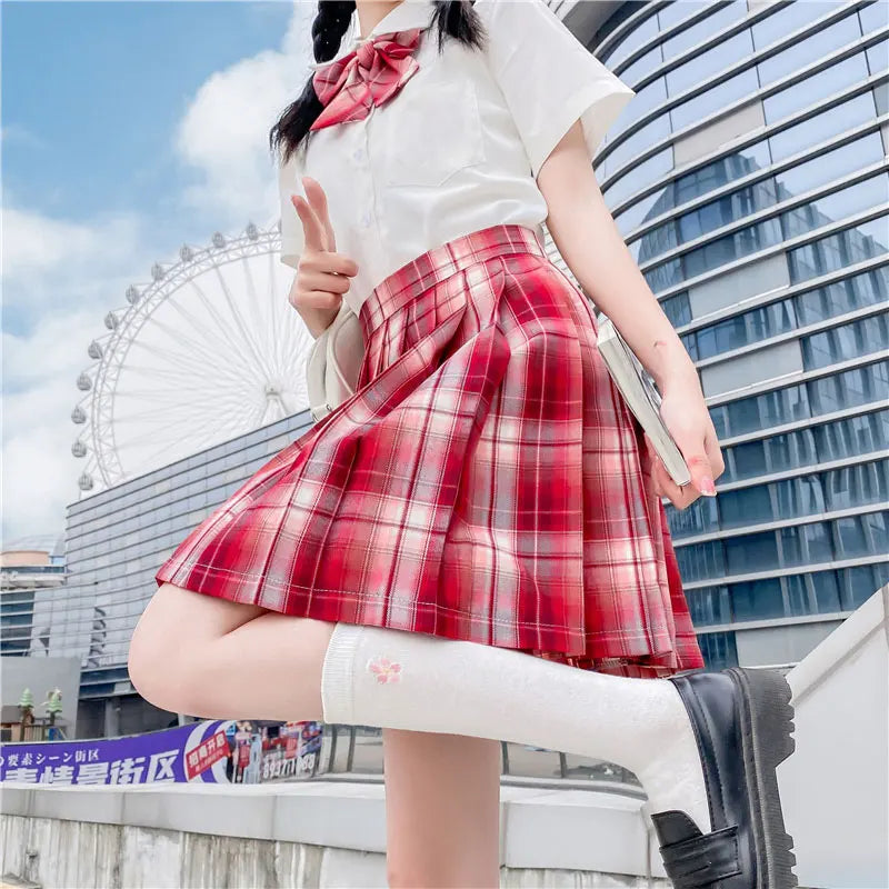 Jk Uniforms Gyaru School Uniform for Girl Student Pleated Skirt Uniform Set Women Short Sleeve Bow Tie Seifuku Japanese Style Street King Limited