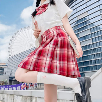 Jk Uniforms Gyaru School Uniform for Girl Student Pleated Skirt Uniform Set Women Short Sleeve Bow Tie Seifuku Japanese Style Street King Limited