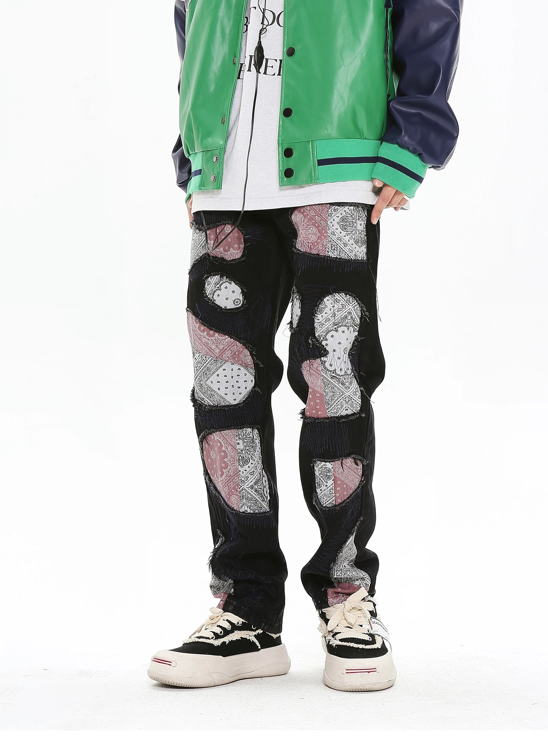 patchwork harajuku denim jeans mens zipper jeans hip hop fashion streetwear new casual straight joggers pants jeans for men unique joggers style 1458