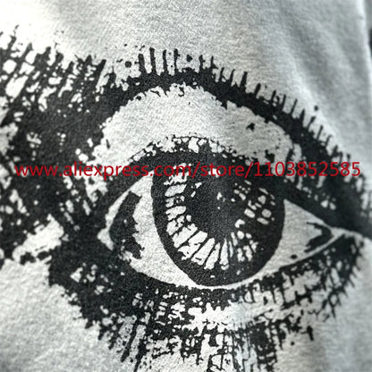 New 2024 Autumn/Winter Vintage Heavy American Hoodie Men's Long Sleeve High Quality Tops High Street Eye Print Casual Fashion Street King Limited