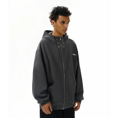high street men structure line high collar hoodie jacket autumn winter rascal handsome versatile casual zipper coat unisex menswear bottoms