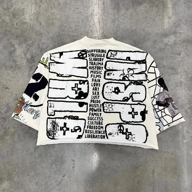 Harajuku Retro five quarter sleeves Graphic T Shirts Streetwear Gothic Oversized Casual Clothes Y2k Tops Goth Women Clothing Street King Limited
