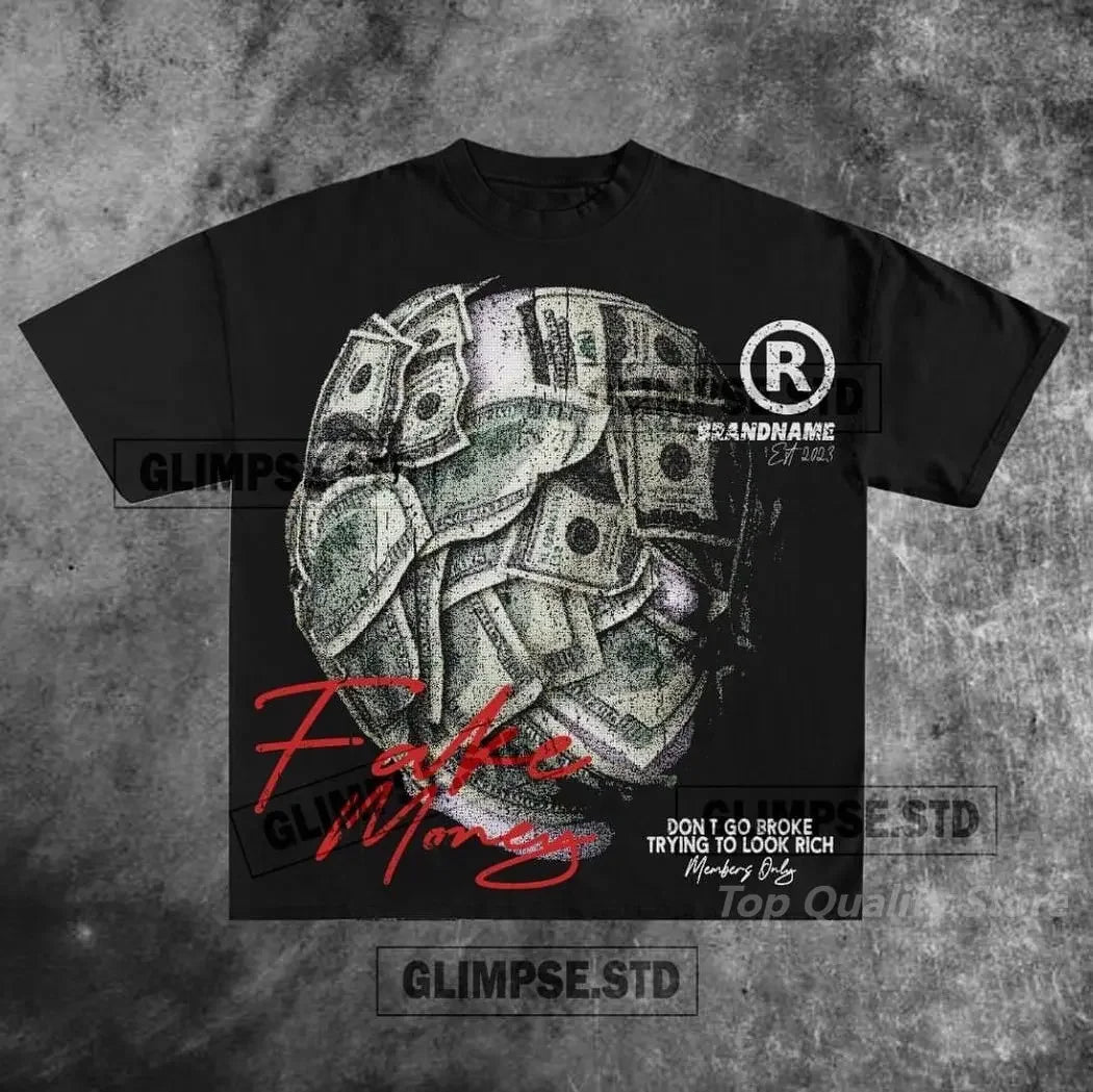American 777 graphic t shirts print oversized gothic Smart Casual Harajuku streetwear graphic y2k tops goth men clothes Street King Limited