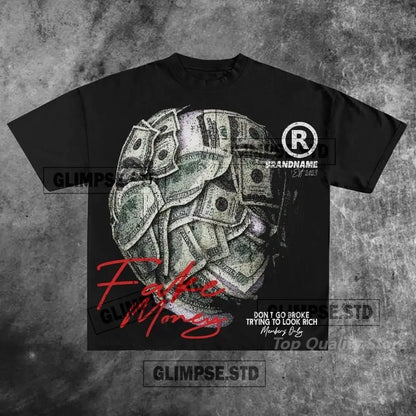 American 777 graphic t shirts print oversized gothic Smart Casual Harajuku streetwear graphic y2k tops goth men clothes Street King Limited