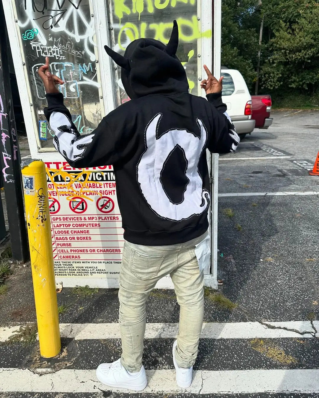 Harajuku Y2k Demon Embroidery Hoodies Women Oversized Grunge Sweatshirt Gothic Goth Zip Up Hoodie Clothes Couples Streetwear Street King Limited