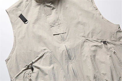 summer men fishing travel photo hiking vest waistcoat outdoor leisure solid color vest khaki black casual sleeveless jacket unique default style 6217