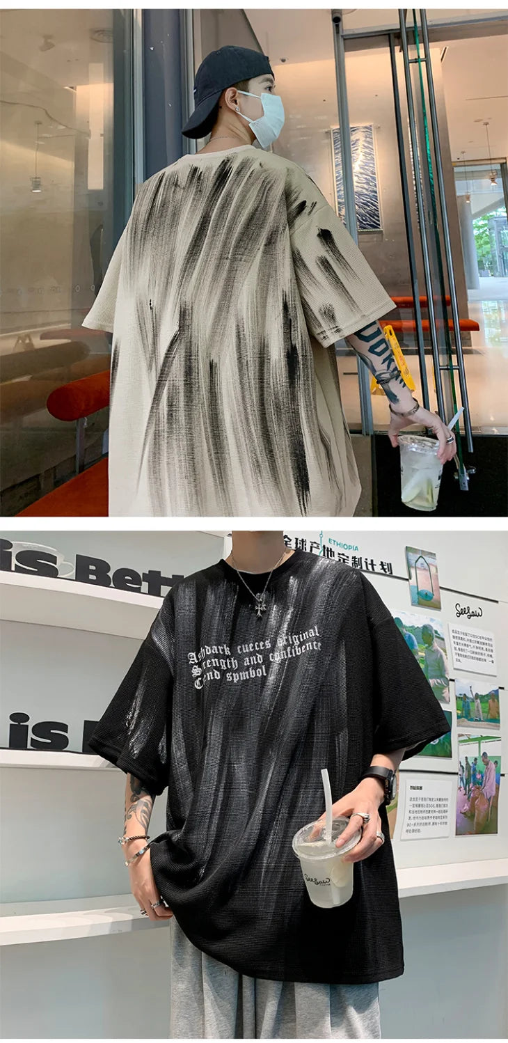 American retro loose summer short-sleeved T-shirt men's new trendy brand handsome high street casual half-sleeved tops y2k tops Street King Limited