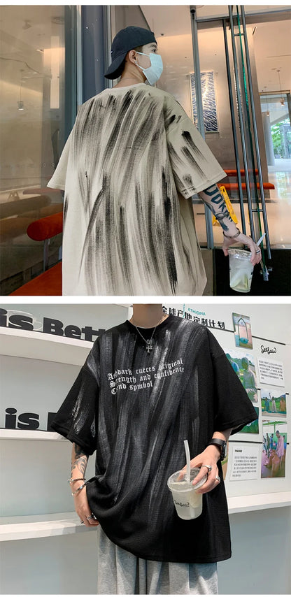 American retro loose summer short-sleeved T-shirt men's new trendy brand handsome high street casual half-sleeved tops y2k tops Street King Limited