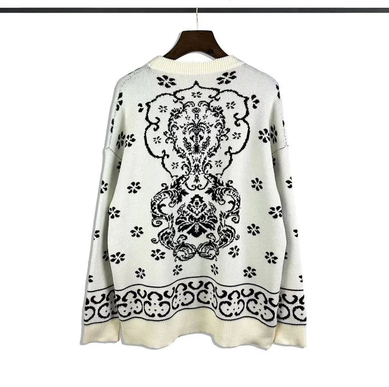 New 2023 Men Luxury Paisley West Coast CRIPS Gentleman Classic Cotton Knit Casual Sweaters Pullover Asian Size High Drake #528 Street King Limited