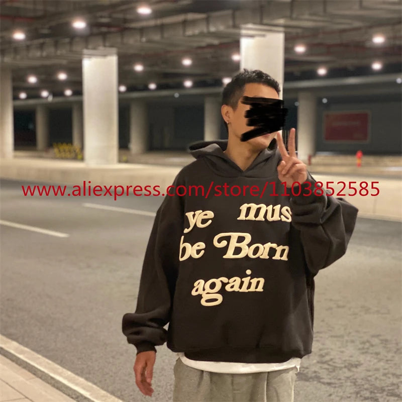 Autumn Winter New 2024 Vintage American Long sleeved Hoodie Men's Heavyweight Letter Embroidered Print High Street Tops Oversize Street King Limited