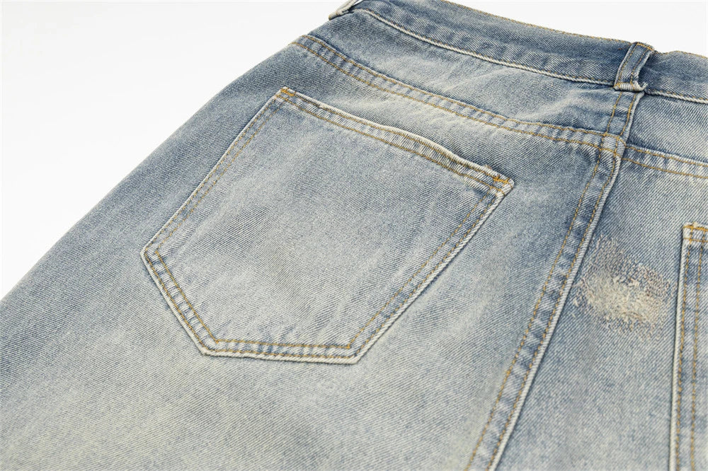 mens fashion ripped jeans blue straight baggy jeans trousers luxury loose casual distressed denim pants male 1 unique jeans style 4458