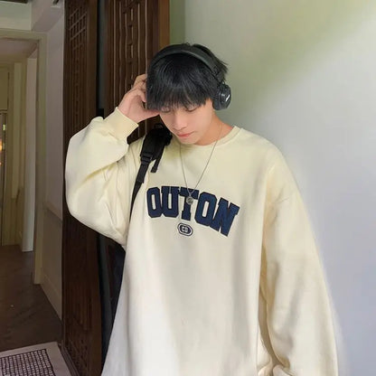 Trendy and Personalized Korean Round Neck Sweatshirt Men Spring Autumn New Y2K Thickened Trendy Brand Long-sleeved Top Jacket Street King Limited