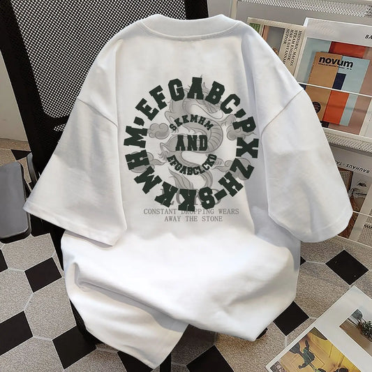 Summer high street couple loose retro personality letter print round neck short sleeved men and women hip-hop casual T-shirt top Street King Limited