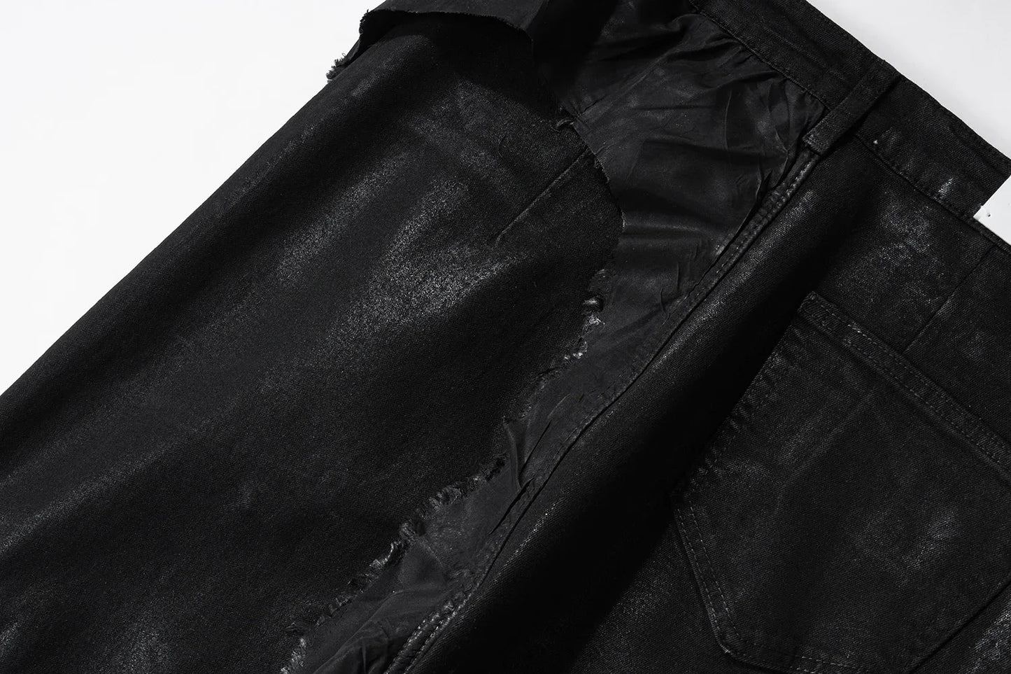 y2k streetwear wax leather strecth jeans for men and women ropa hombre baggy flare pants oversized straight denim trousers unique jeans style 4108