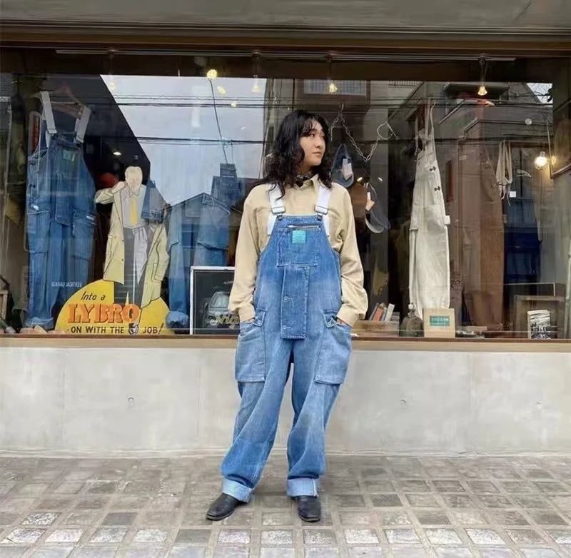 2023 men clothing chic denim overalls mens work cargo pants old school easy worker multi pocket bib jumpsuit denim pants unique cargo style 707