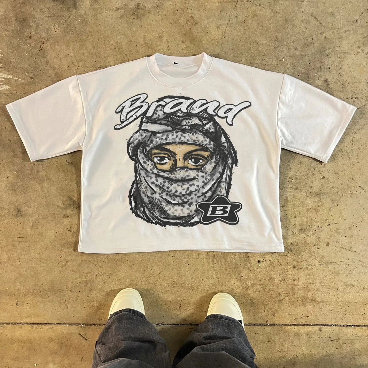 2000s Retro Goth cartoon Mysterious man Print pattern t-shirt Y2K Short sleeve Loose Sweatshirts Hip Hop Oversized tees Street King Limited