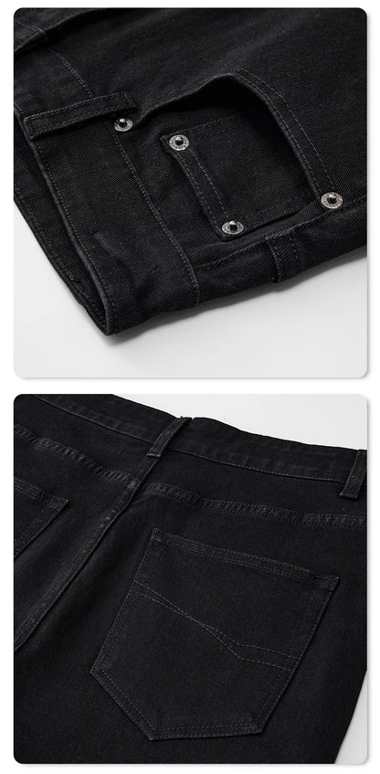 men black elastic denim micro flared jeans pants streetwear fashion cleanfit hip hop punk slim fit jeans y2k pants trouser unique jeans style 1696