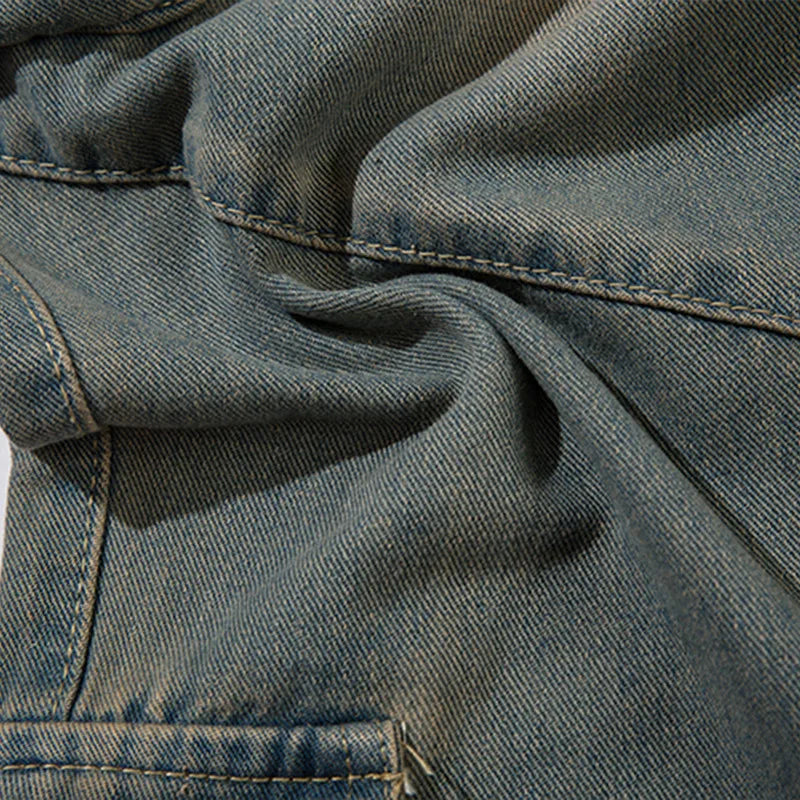 Men Cargo Jeans Multi Pocket Design Wide Leg Denim Pants Vintage Washed Streetwear Loose Trousers Y2K Men's Clothing Street King Limited