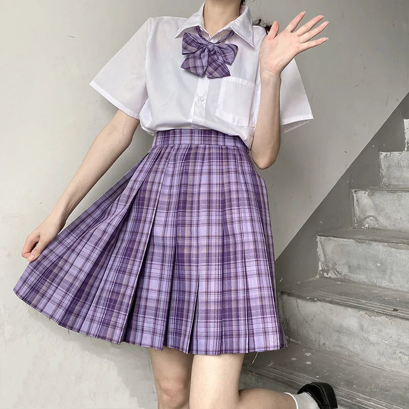 Jk Uniforms Gyaru School Uniform for Girl Student Pleated Skirt Uniform Set Women Short Sleeve Bow Tie Seifuku Japanese Style Street King Limited