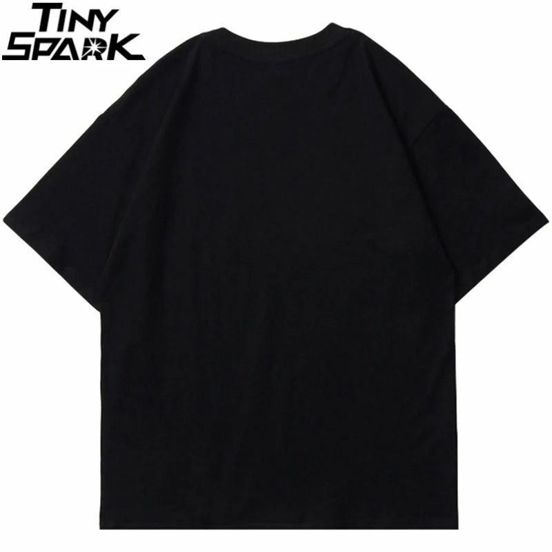 Men Hip Hop T Shirt Streetwear Dark Style Shadow Printed T-Shirt 2023 Summer Short Sleeve Tshirt Harajuku Cotton Tops Tees Black Street King Limited