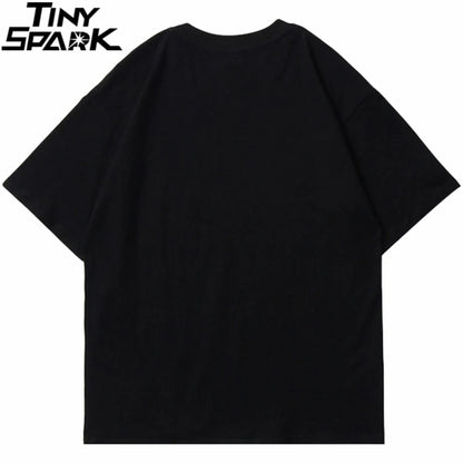 Men Hip Hop T Shirt Streetwear Dark Style Shadow Printed T-Shirt 2023 Summer Short Sleeve Tshirt Harajuku Cotton Tops Tees Black Street King Limited