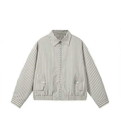 men women spring autumn streetwear fashion loose casual stripe bomber cargo jacket cityboy short coat outerwear unique cargo style 653