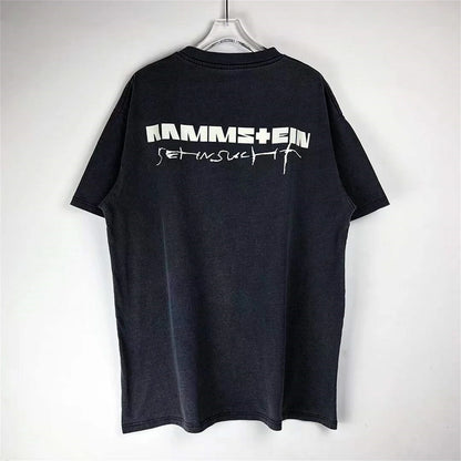 VTG Germany Rock Band Retro Portrait Print Washed Old Casual Oversize Cotton High-Street Tops T-Shirts Street King Limited